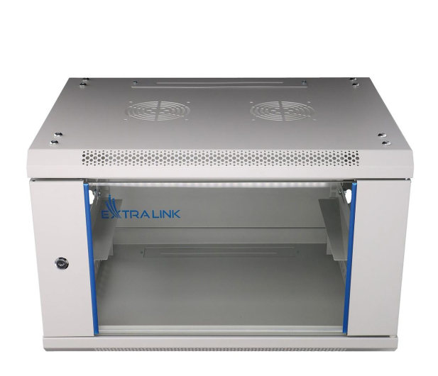 Extralink Szafka wisząca rack 6U 600x600 szara szklane drzwi EX.8567 - 484936 - zdjęcie